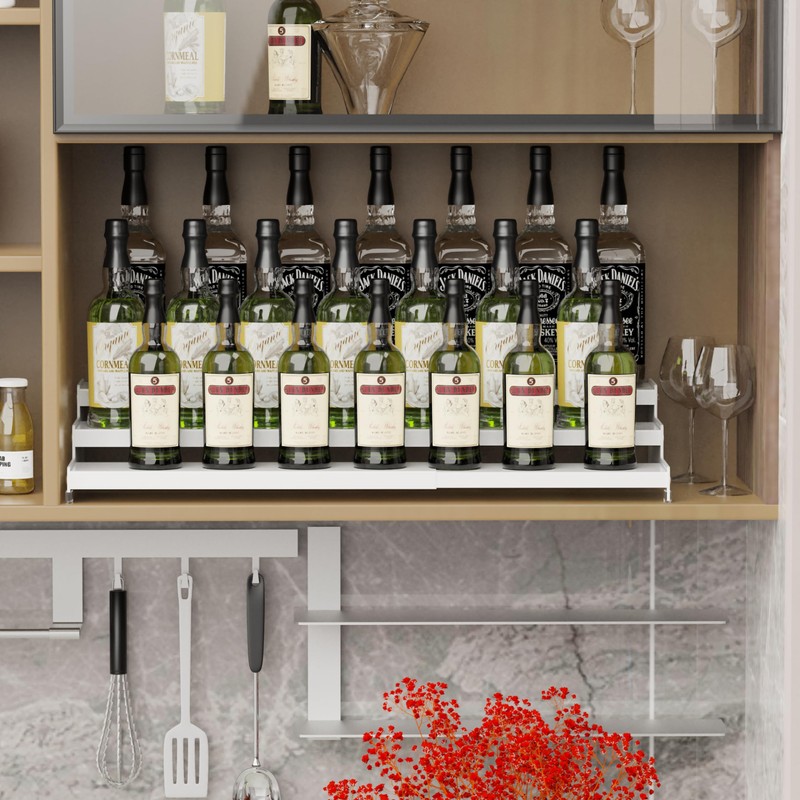 Wobmmi Expandable Spice Rack Storage organizer with 3-Tier step shelf