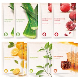 Face Sheet Mask Skincare Combo Set, Hydrating Sheet Masks for Face, Facial Mask for All Skin Types - Hydrates & Moisturizes Skin, Daily Facial Sheet Mask for Women, Pack of 10(Variety pack)