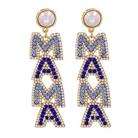 Elegantes arete largos de imitación con abalorio de vidrio de imitación para el día de la madre, cumpleaños, joyería dulce para mujeres y adolescentes, Metal, Metal