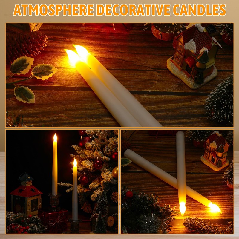 Baquler 100 Pcs 9.7 Inch LED Flameless Taper Candles Bulk