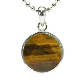 happi-bomu Tiger Hexagon Diameter 12 mm 6-Pointed Star Cut Natural Stone Power Stone Pendant Necklace Chain 40 cm