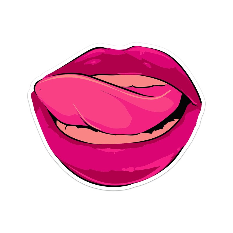 Licking Lips Laptop Trackpad Sticker 3" Tall x 3.5" Wide