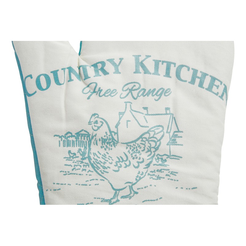Premier Housewares Country Kitchen Single Oven Glove - White/Teal