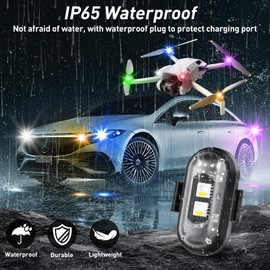Wireless LED Lights for Car 8PCS with Remote Control, Wireless LED Strobe Lights 8 Colors USB Charge IP65 Waterproof Anti-Collision for Car Motorcycle Drone RC Aircraft Bike (8pcs)