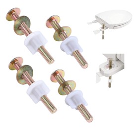 4 Pack Toilet Seat Hinge Bolt, Quick Fix Toilet Screws Replacement with Nuts Washers, No More Wiggle Steel Toilet Screws Fastener for Top Toilet Seat Kohler TOTO, Syocsek