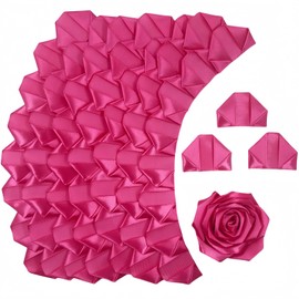 LatinaFlorista 300Pcs Premade Satin Ribbon Rose Petals Half-Finished for Eternal Rose DIY Ramos Forever Flowers Bouquets Everlasting Floral,for Wedding,Anniversary,Engagement (300 Pcs Hot Pink)