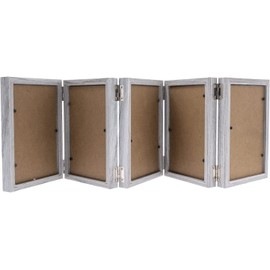 5 Folding 4 x 6 Inch Hinged Picture Frame, Wood Foldable Photo Frame Collage Frame Family Picture Frame Wall and Tabletop Picture Frames for Birthday, Anniversary, Mother's Day,Thanksgiving Christmas