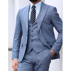 DiBanGu Blue Yellow Stripe Tie for Men Silk Woven Necktie Pocket Square Cufflink Tie Clip Set Formal