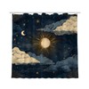 Celestial Shower Curtain with Sun Moon Stars, 72x72 Inches