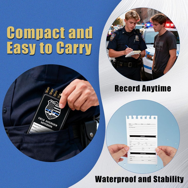 Police Field Interview Notebook, Incident Report Law Enforcement Notepad
