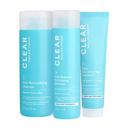 Paula's Choice CLEAR Regular Strength Kit - 2% Salicylic Acid & 2.5% Benzoyl Peroxide Blemish Treatment Skincare Kit with Face Wash, Blemish Treatment and Exfoliator