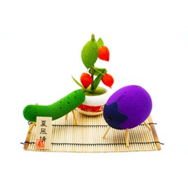 Obon Ornament, Cow and Horse, Eggplant, Horse (Cucumber), Mozuki and Mamamo Set, Spirit Horse, Rayon Crepe, Bamboo Product, Made in Japan