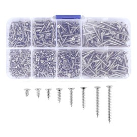 Hepzest 800Pcs Stainless Steel Self Tapping Screw Assortment Kit Lock Nut Wood Thread Nail Screw Sets M2