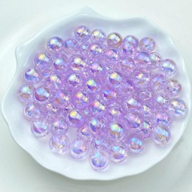 Tingoons 700 PCS 6mm Acrylic Round Beads Clear AB Colors Bubble Spacer Beads Loose Craft Beads for DIY Jewelry Making Bracelet Necklace Earring Ornament Wind Chimes Key Chains(Light Purple AB)