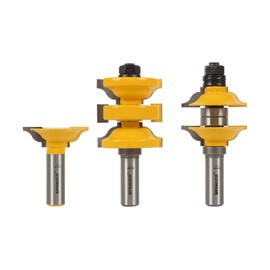 Yonico Router Bits Set Exterior Door Rail and Stile Extended Tenon 3 Bit Classical 1/2-Inch Shank 12346