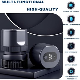 Everjar - Mason Jar Vacuum 2 IN 1 Design Electric Mason Jar Vacuum Sealing Kit, Fully Automatic Suction Stop Food Storage Vacuum Sealer for Wide Mouth and Regular Mouth Mason Jars, Black