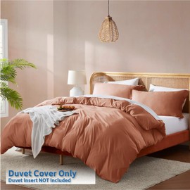 Nestl Rust Duvet Cover Queen Size - Soft Double Brushed Queen Duvet Cover Set, 3 Piece, with Button Closure, 1 Duvet Cover 90x90 inches and 2 Pillow Shams
