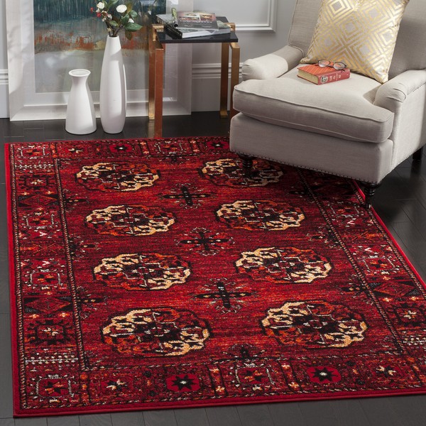 SAFAVIEH Vintage Hamadan Collection VTH212A Oriental Traditional Persian Non-Shedding Living Room Bedroom Dining Home Office Area Rug, 5'3" x 7'6", Red / Multi