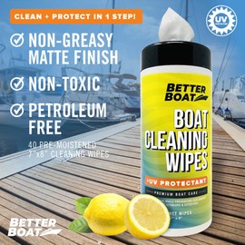 2PK Boat Cleaner Wipes with UV Protection, Marine Vinyl Cleaner and Protectant, for Boat Seats, Car Leather, Dashboard, Console, Interior, and Exterior Cleaning Supplies