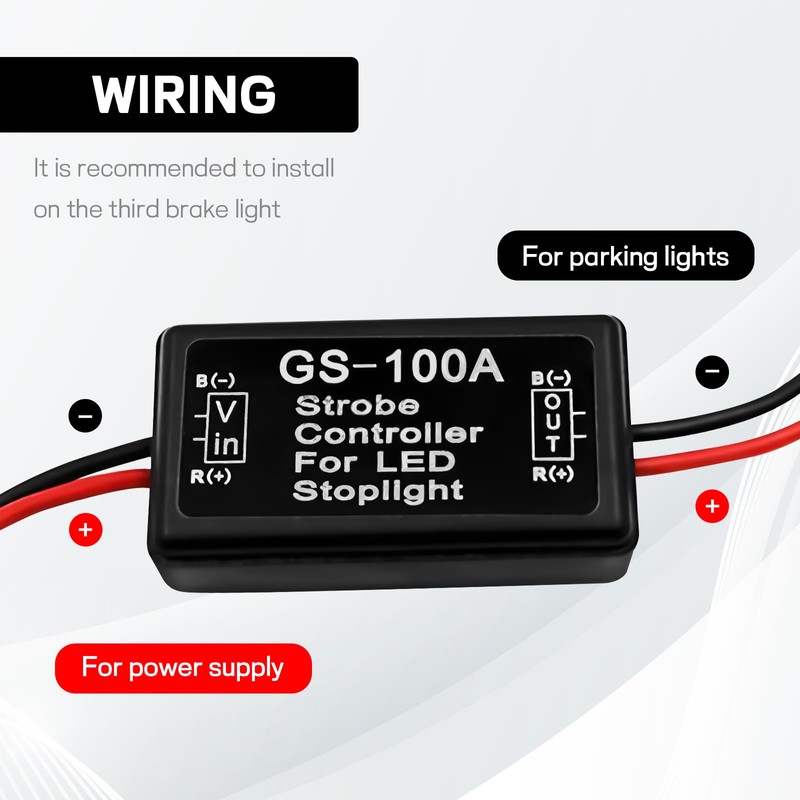 wuyaoyao 2PCS GS-100A Brake Light Flasher Strobe, 12V-16V LED Tail