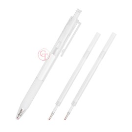 White Microblading Marker Pen Eyebrow Permanent Marker Pen for Permanent Makeup,Eyebrow Press In Core Mapping Pen Stencil with 2 replacement refills (1pen and 2 refills-White)