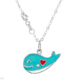 Unbranded Adorable Whale Charm Necklace in Multicolor Enamel and 925 Sterling silver 14"