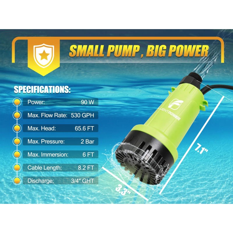 FLUENTPOWER Cordless Submersible Rain Barrel Water Pump Kit 18V Battery