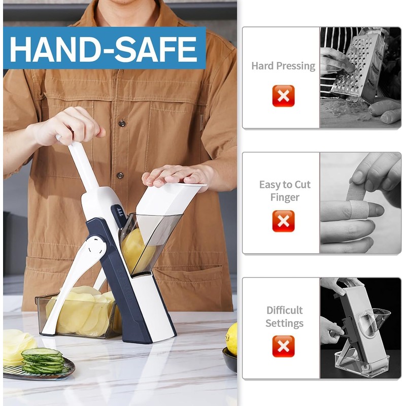 ZTQCSQ Safe Mandoline Slicer for Kitchen, Vegetable & Food Cutter