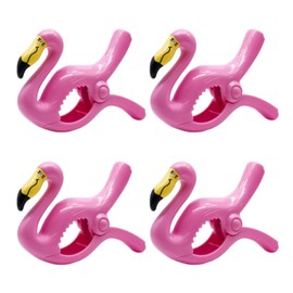 NAUZE 4Pieces Flamingo Beach Towel Clips Multicolor Pool Towel Clip Sunbed Towel Clips Large Laundry Pegs for Sun Loungers Patio Pool Washing