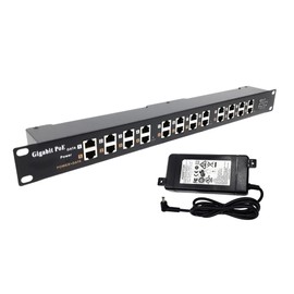 PoE Texas - PoE Injector - 12 Port Gigabit Passive Midspan Injector with 48V 120 Watt UL Power Supply - Power Over Ethernet for 802.3af or at (PoE+) Devices VoIP Phone, WiFi Access Point, IP Camera