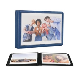 4x6 Small Photo Album Holds 29 Pictures,Horizontal Photo Slots, Portable Wallet Photo Book for Wedding,Anniversary, Baby, Family (Marine Blue)