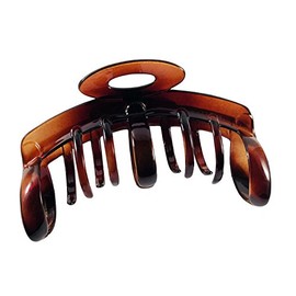 Parcelona French Ring Large Tortoise Shell Celluloid Jaw Hair Claw Clip Clamp Clutcher with Covered Spring for Thick Hair