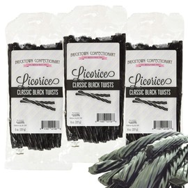 Classic Black Licorice Twists Pack of 3 - Fat-Free Old Fashioned Gourmet Black Licorice - Soft & Chewy Texture with Bold Fresh Flavor (Total 24oz)