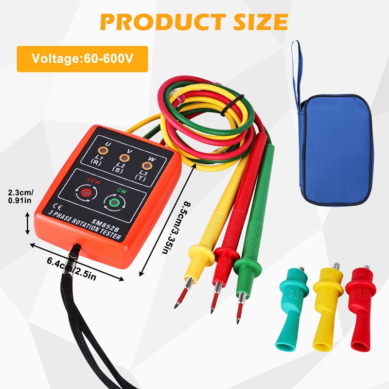 Rotation Display Tester Detector Mete: Phase Tester Rotary Field Meter