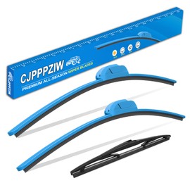 CJPPPZIW® Windshield Wipers-15"+15"+13" Replacement for 2007-2017 Jeep Wrangler/2008-2018 Wrangler JK,Streak-free,OEM Quality Premium All-Season Front and Rear Blue Wiper Blades (Set of 3)