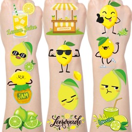 Gameza Lemon Temporary Tattoos Decorations - 200+ Cute Lemon Party Favors Decorations Supplies for Kids Funny Lemonade Tattoos Stickers Summer Fruit Lemonade Themed Birthday Party Supplies Rewards