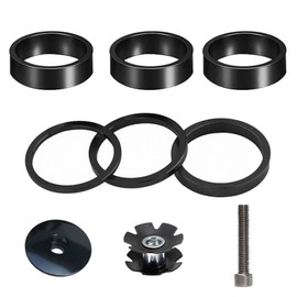 HAFRILY Bicycle Handlebar Spacer Set, Aluminium Alloy Bicycle Stem Spacer for Road Bike 11/8 with Headset Cap Ahead Fork Claw MTB Headset Spacer 2 mm/3 mm/5 mm/10 mm (Pack of 9)