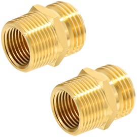TAROSE 2 Pack Brass Garden Hose Adapter, Male to Male Hose Connector Adapter, GHT to NPT Adapter Hose Fitting,Brass Garden Hose to Pipe Fittings Connect