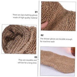 Zerodeko 3sets Body Massage Exfoliating Mitts Shower Gloves Bath Mitten Brown Sturdy Gentle on Skin for Family 2pcs*3