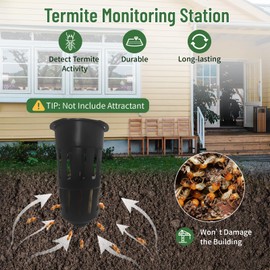 Pestoptek 6 Pack Termite Monitoring Bait Stations, Compatible with Trelona Termite Bait, Included Wood Blocks for Garden, Farms, Detects Termite Activity (NO TERMITICIDE Included)