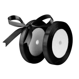 Black Satin Ribbons 10 mm Wide, Gift Ribbon 22 m Gift Ribbon for Gift Wrapping, Christmas Ribbon, Crafts, Bouquets, Bow Making, Birthday and Wedding Decorations
