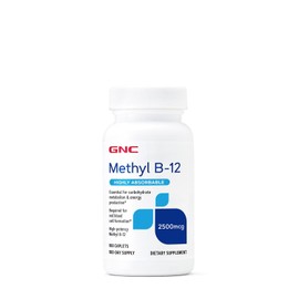 GNC Methyl B12 2500mcg Supplement, Essential for Carbohydrate Metabolism and Energy Production, 100 Servings