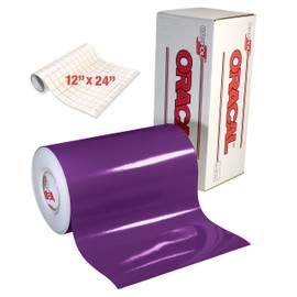 ORACAL 651 Gloss Violet Adhesive Craft Vinyl for Cameo, Cricut & Silhouette Including Roll of Clear Transfer Paper (6ft x 12")