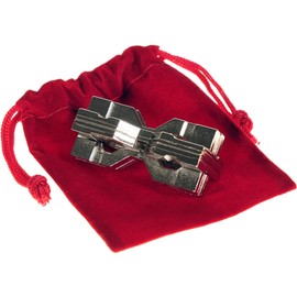 Hourglass Hanayama Brain Teaser Puzzle, New 2019 Release, Level 6 Difficulty Rating, RED Velveteen Pouch