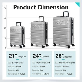 Krute Luggage Suitcase with Spinner Wheels PC+ABS Hard Shell Suitcases Lightweight 24 Inch Luggage with USB Charging Port & TSA Lock