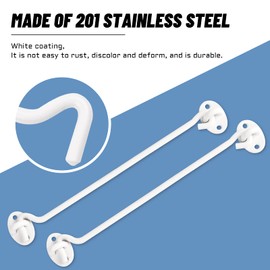 JatilEr Cabin Hook 12 Inch 2 Pack, Stainless Steel Gate Hook and Eye Latch Barn Door Lock Gate Door Swivel Window Door Hook Outside with Mounting Screws for Shed, Gate or Garage Door (White)