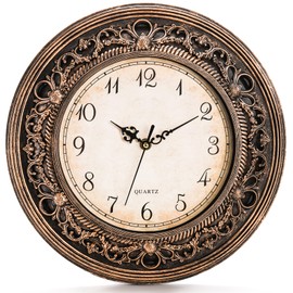 Pumtus Silent Wall Clock, 13 Inch Vintage Large Wall Clock, Battery Operated Round Bathroom Clock, Non-Ticking Decorative Retro Analog Clock for Living Room, Office, Kitchen, School, Bedroom