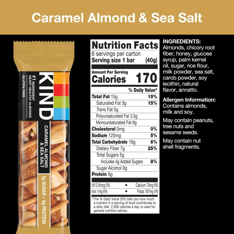 Kind Snack Bars, Caramel Almond & Sea Salt, 5G Sugar