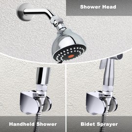 HOMEWELL Water Flow Control Valve (1/2" Female X Male), Solid Brass Shut-Off Valve for Handheld Shower and Fixed Showerhead, Water Volume Adjust, Chrome