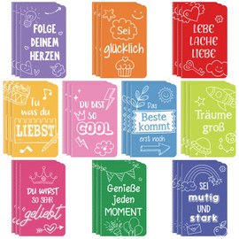 Tenare Pack of 30 Mini Notepads with Saying Small Inspirational Notebooks Lined Pocket Diary Notepads Party Bags Gifts for School Office Home, 10 Styles (Colourful Cover)